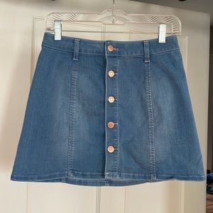 Denim button-up mini skirt
